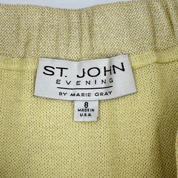 St. John Evening Canary Yellow Santana Knit Wool Blend Embellished Pencil Skirt - Picture 5 of 7
